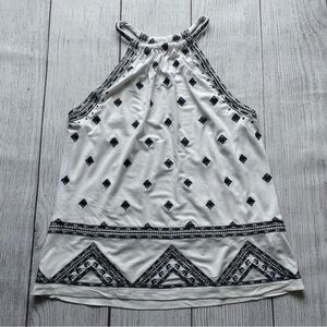 Anthropologie Black & White Embroidered Tank Top Size XS